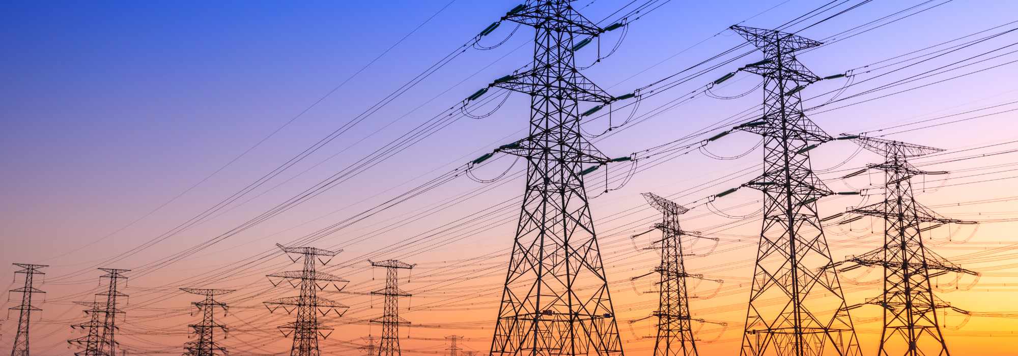 High voltage electricity tower sky sunset landscape,industrial background.